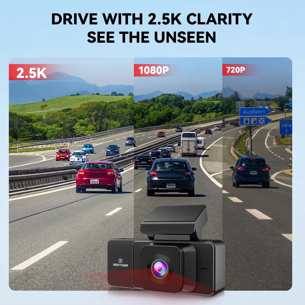 3 Channel WiFi Dash Cam – Front, Rear & Interior | 2.5K+1080P+1080P with 32GB SD Card
