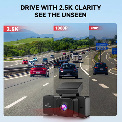 3 Channel WiFi Dash Cam – Front, Rear & Interior | 2.5K+1080P+1080P with 32GB SD Card