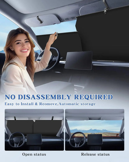 Portable Car Windshield Sunshade – Reflective UV & Heat Protection, Foldable & Quick Install, Universal Front Window Fit