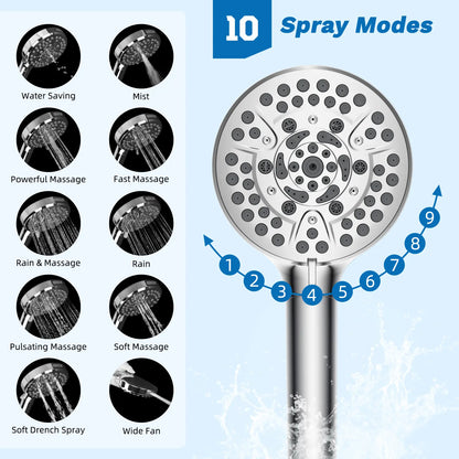 Chrome Fixed Shower Head Combo – 13'' High Pressure Rainfall, 10-Mode Handheld, 4-Way Diverter, cUPC Certified