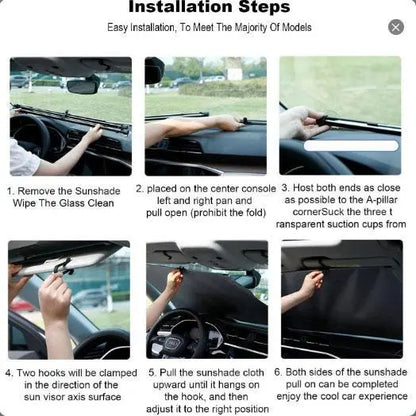 Portable Car Windshield Sunshade – Reflective UV & Heat Protection, Foldable & Quick Install, Universal Front Window Fit