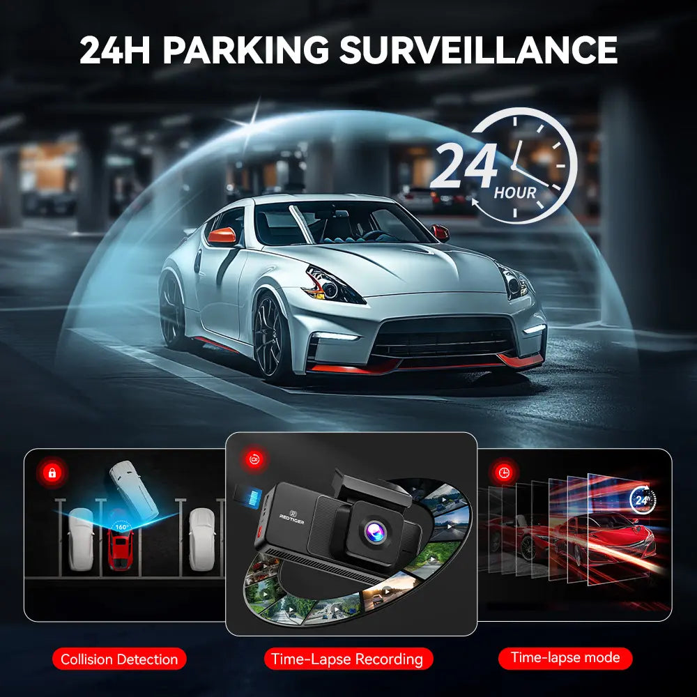 3 Channel WiFi Dash Cam – Front, Rear & Interior | 2.5K+1080P+1080P with 32GB SD Card