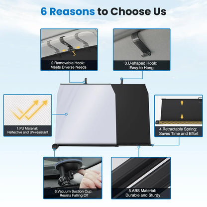 Portable Car Windshield Sunshade – Reflective UV & Heat Protection, Foldable & Quick Install, Universal Front Window Fit