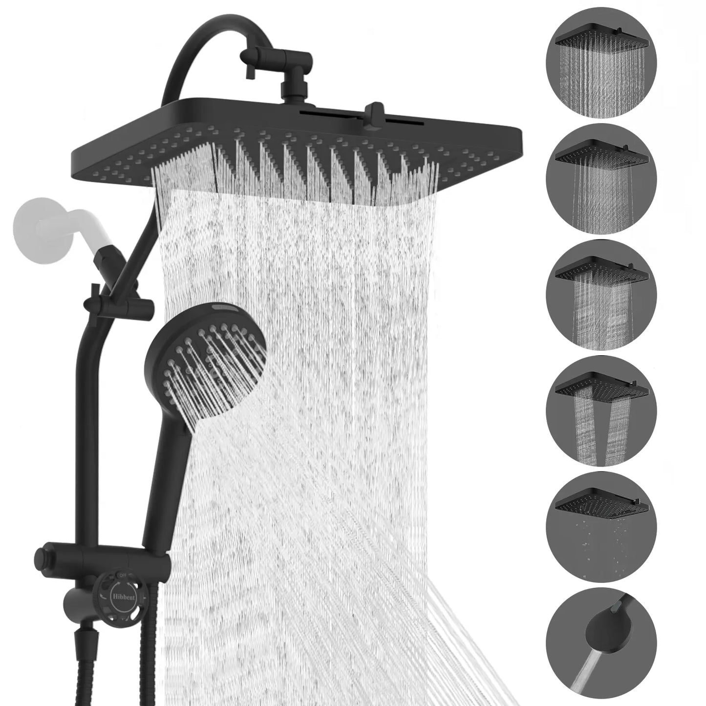 Chrome Fixed Shower Head Combo – 13'' High Pressure Rainfall, 10-Mode Handheld, 4-Way Diverter, cUPC Certified