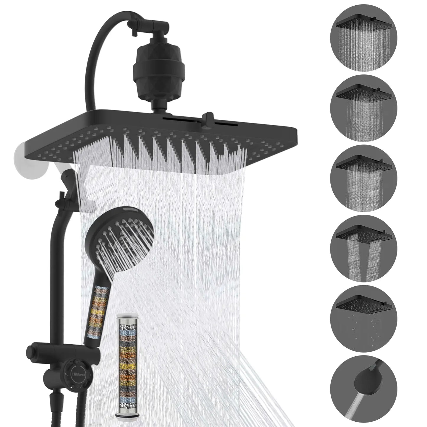 Chrome Fixed Shower Head Combo – 13'' High Pressure Rainfall, 10-Mode Handheld, 4-Way Diverter, cUPC Certified