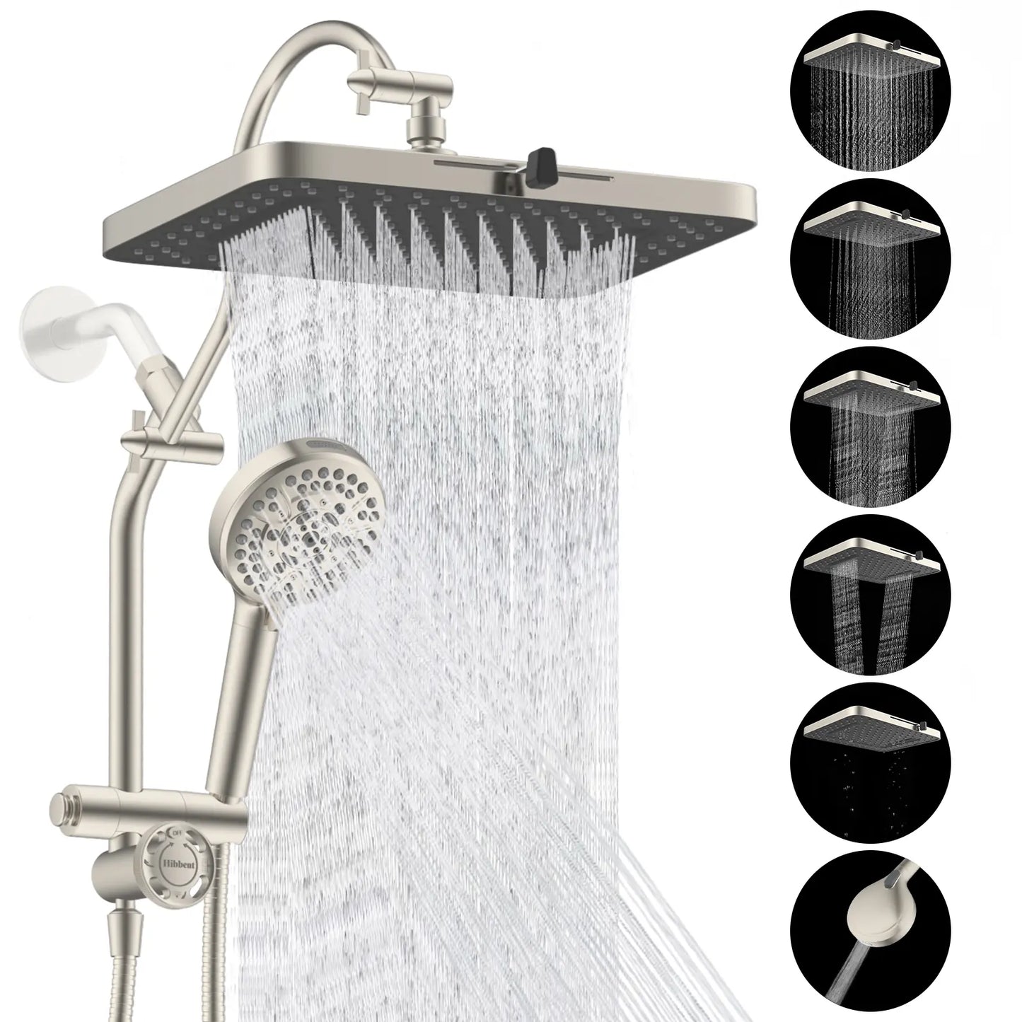 Chrome Fixed Shower Head Combo – 13'' High Pressure Rainfall, 10-Mode Handheld, 4-Way Diverter, cUPC Certified