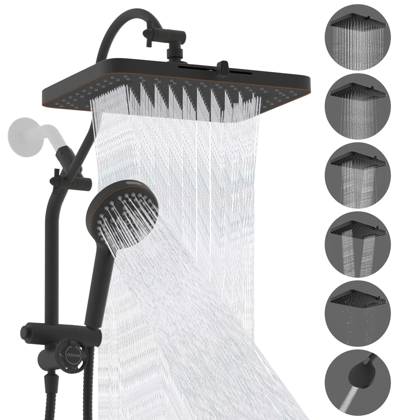 Chrome Fixed Shower Head Combo – 13'' High Pressure Rainfall, 10-Mode Handheld, 4-Way Diverter, cUPC Certified